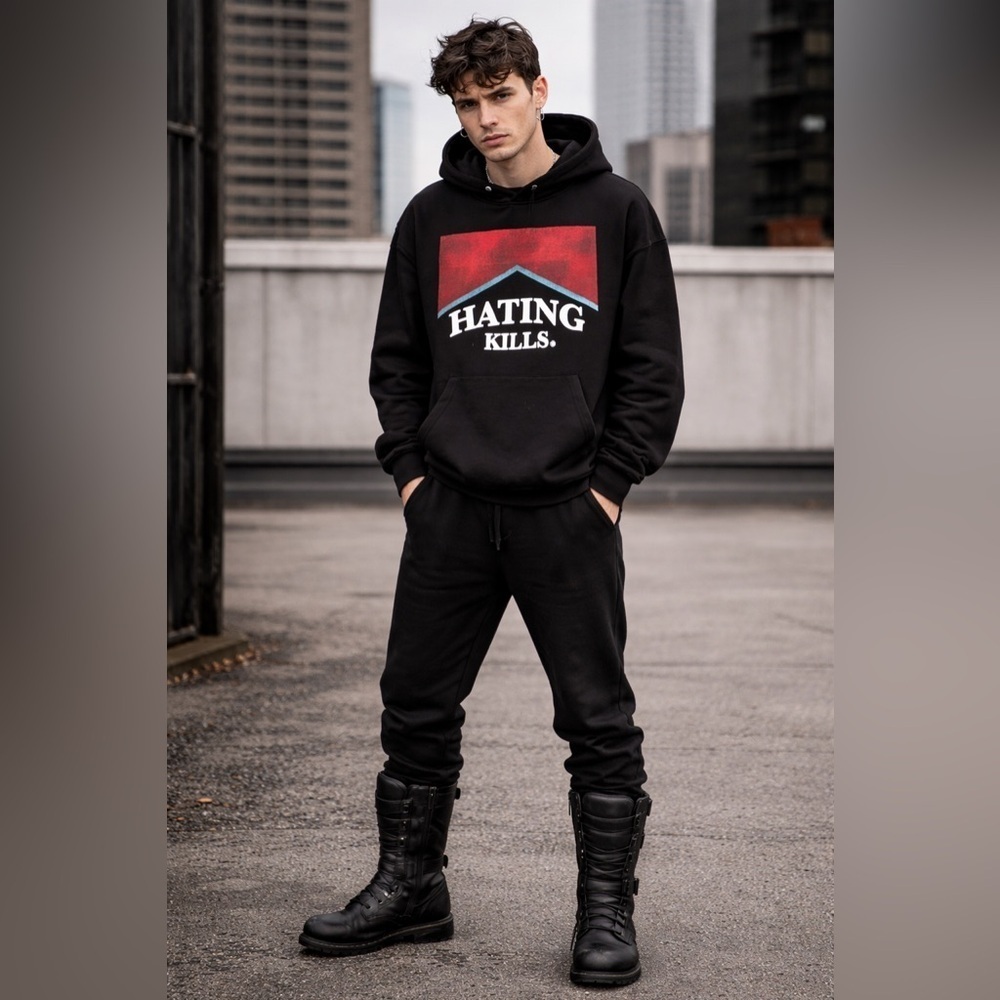 HATE KILLS CIGARETTE Y2K Streetwear Edgy Grunge Skater Counterculture Hoodie